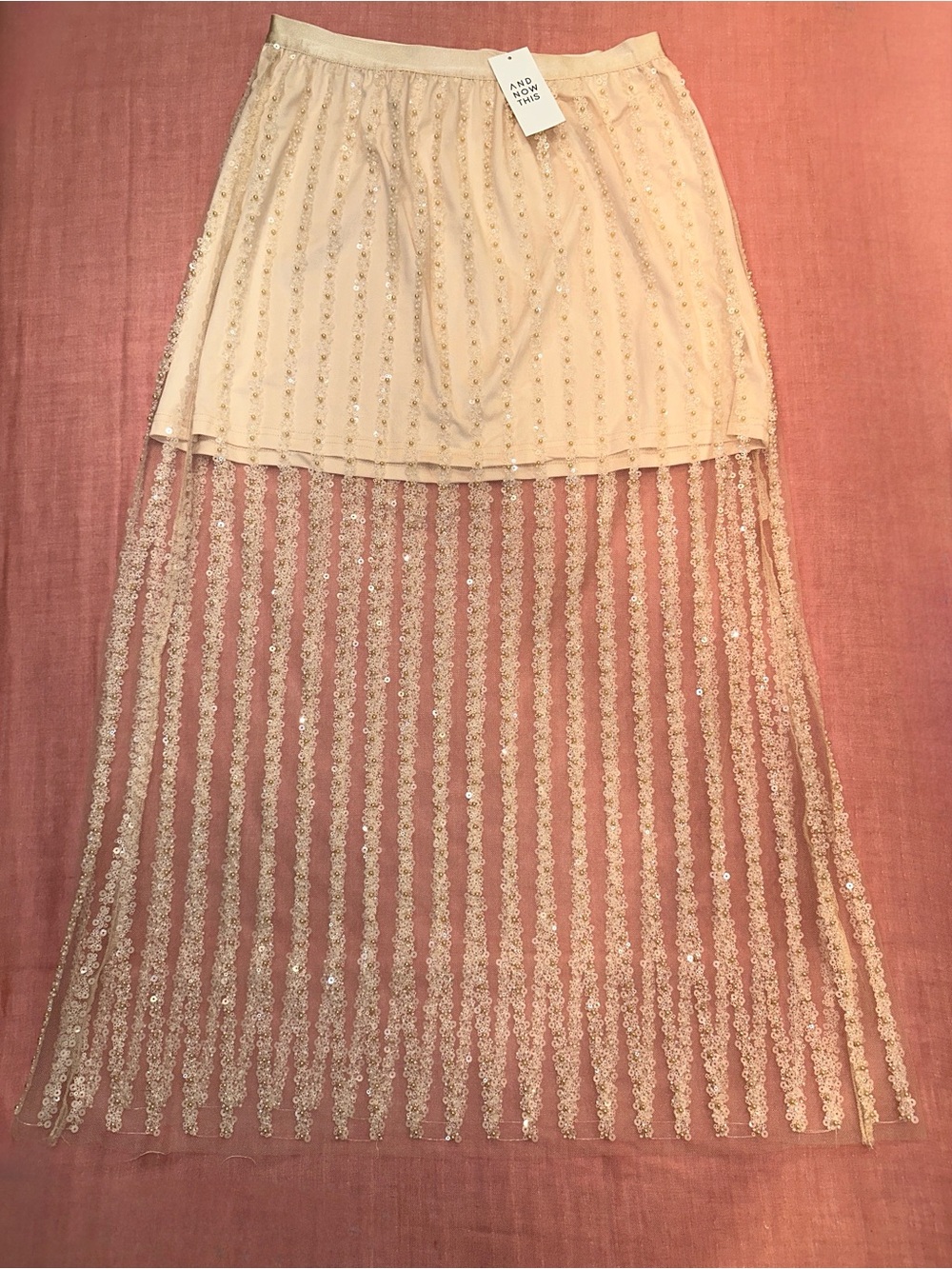 Sheer Beaded Maxi Overlay Skirt